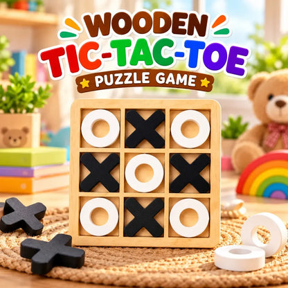 Wooden Tic-Tac-Toe Puzzle Game
