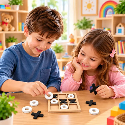 Wooden Tic-Tac-Toe Puzzle Game