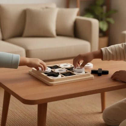 Wooden Tic-Tac-Toe Puzzle Game