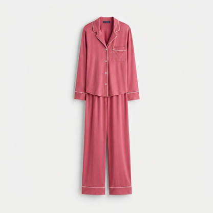 Dark-pink pajama suit, flat-lay