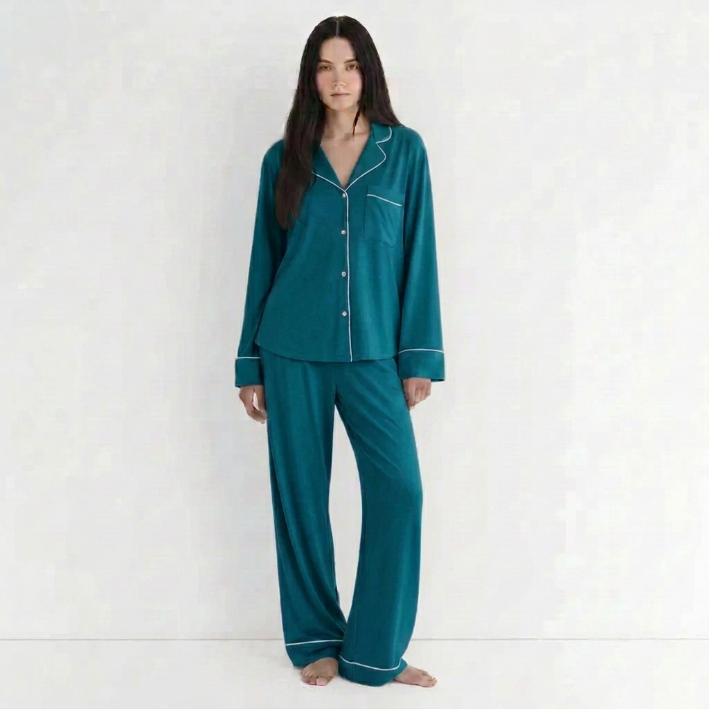 Deep teal pajama front view
