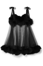 Sheer Mesh Fur Trim Babydoll Dress NC121000-5