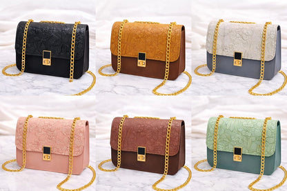 Floral Embossed Chain Bag
