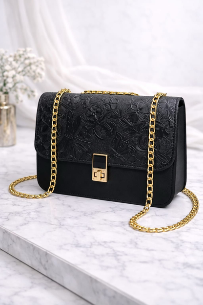 Floral Embossed Chain Bag