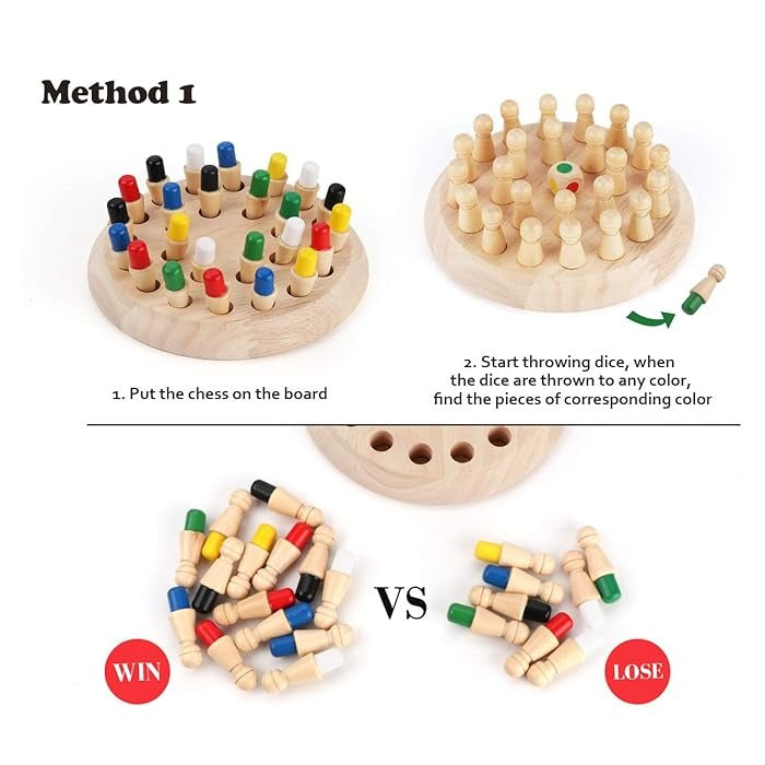 Wooden Memory Chess Matching Game