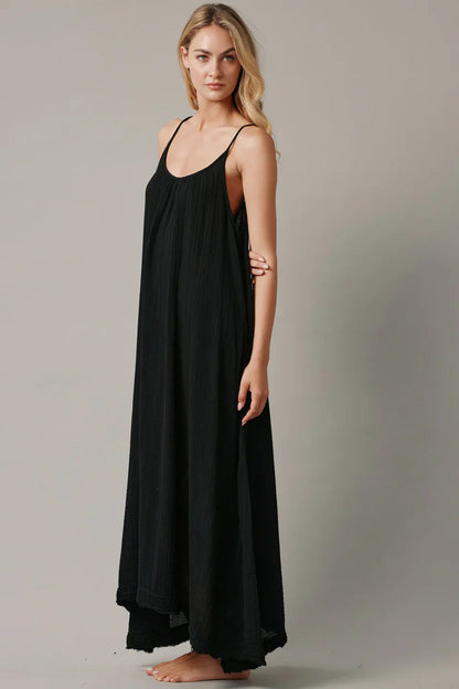 STUNNING BACKLESS MAXI DRESS - BLACK