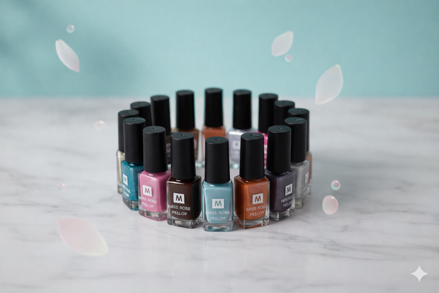 MISS ROSE NAIL POLISH PEEL OFF – 12 PCS SET
